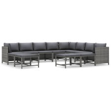vidaXL 12 részes szürke polyrattan kerti ülőgarnitúra párnákkal (3059777) kerti bútor