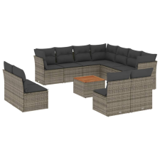 vidaXL 12 részes szürke polyrattan kerti ülőgarnitúra párnákkal (3223708) kerti bútor