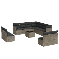vidaXL 12 részes szürke polyrattan kerti ülőgarnitúra párnákkal (3249669) kerti bútor