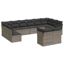 vidaXL 12 részes szürke polyrattan kerti ülőgarnitúra párnákkal (3250269) kerti bútor