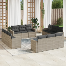 vidaXL 12 részes világosszürke polyrattan kerti ülőgarnitúra párnával kerti bútor