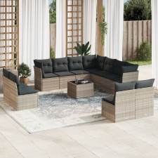 vidaXL 12 részes világosszürke polyrattan kerti ülőgarnitúra párnával kerti bútor