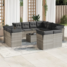 vidaXL 12 részes világosszürke polyrattan kerti ülőgarnitúra párnával kerti bútor