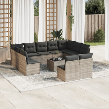 vidaXL 12 részes világosszürke polyrattan kerti ülőgarnitúra párnával kerti bútor