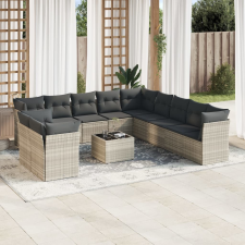 vidaXL 12 részes világosszürke polyrattan kerti ülőgarnitúra párnával kerti bútor