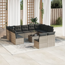 vidaXL 12 részes világosszürke polyrattan kerti ülőgarnitúra párnával kerti bútor
