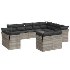 vidaXL 12 részes világosszürke polyrattan kerti ülőgarnitúra párnával (3218532) kerti bútor