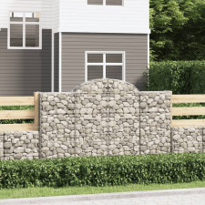 vidaXL 13 db íves horganyzott vas gabion kosár 200x30x120/140 cm kerti tárolás