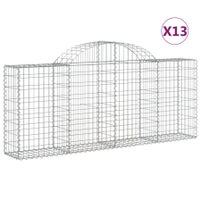 vidaXL 13 db íves horganyzott vas gabion kosár 200x30x80/100 cm (3146100) kerti tárolás