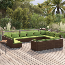 vidaXL 13 részes barna polyrattan kerti ülőgarnitúra párnákkal kerti bútor