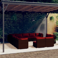 vidaXL 13 részes barna polyrattan kerti ülőgarnitúra párnákkal kerti bútor