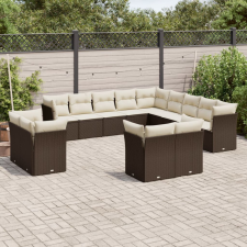 vidaXL 13 részes barna polyrattan kerti ülőgarnitúra párnákkal kerti bútor