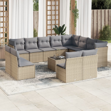 vidaXL 13 részes bézs polyrattan kerti ülőgarnitúra párnákkal kerti bútor