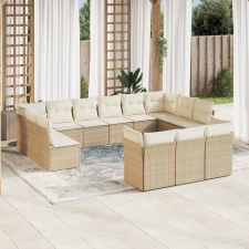 vidaXL 13 részes bézs polyrattan kerti ülőgarnitúra párnákkal kerti bútor