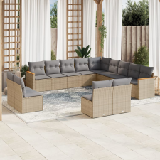 vidaXL 13 részes bézs polyrattan kerti ülőgarnitúra párnákkal kerti bútor