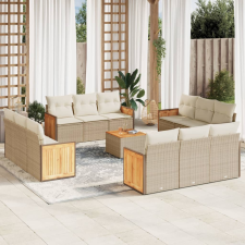 vidaXL 13 részes bézs polyrattan kerti ülőgarnitúra párnákkal kerti bútor