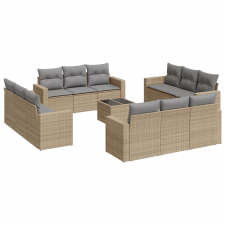 vidaXL 13 részes bézs polyrattan kerti ülőgarnitúra párnákkal (3218769) kerti bútor