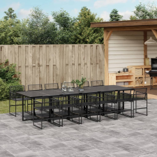 vidaXL 13 részes fekete polyrattan kerti étkezőgarnitúra kerti bútor