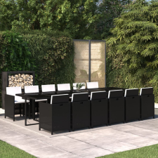 vidaXL 13 részes fekete polyrattan kerti étkezőgarnitúra párnákkal kerti bútor