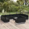 vidaXL 13 részes fekete polyrattan kerti ülőgarnitúra párnákkal