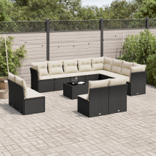 vidaXL 13 részes fekete polyrattan kerti ülőgarnitúra párnákkal kerti bútor