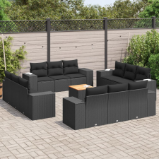 vidaXL 13 részes fekete polyrattan kerti ülőgarnitúra párnákkal kerti bútor