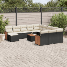 vidaXL 13 részes fekete polyrattan kerti ülőgarnitúra párnákkal kerti bútor