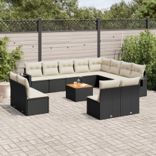 vidaXL 13 részes fekete polyrattan kerti ülőgarnitúra párnákkal kerti bútor