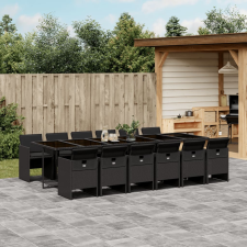 vidaXL 13 részes fekete polyrattan kerti ülőgarnitúra párnákkal kerti bútor