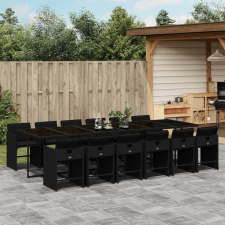 vidaXL 13 részes fekete polyrattan kerti ülőgarnitúra párnákkal kerti bútor