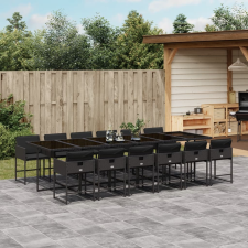 vidaXL 13 részes fekete polyrattan kerti ülőgarnitúra párnákkal kerti bútor