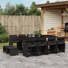 vidaXL 13 részes fekete polyrattan kerti ülőgarnitúra párnákkal kerti bútor