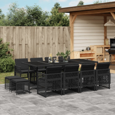 vidaXL 13 részes fekete polyrattan kerti ülőgarnitúra párnákkal kerti bútor