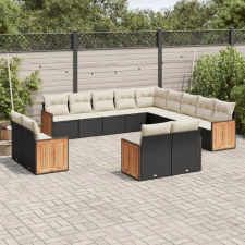 vidaXL 13 részes fekete polyrattan kerti ülőgarnitúra párnákkal kerti bútor