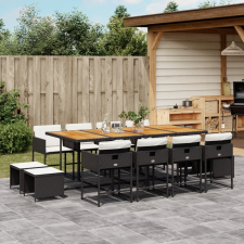 vidaXL 13 részes fekete polyrattan kerti ülőgarnitúra párnákkal kerti bútor