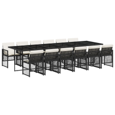 vidaXL 13 részes fekete polyrattan kerti ülőgarnitúra párnákkal (3210762) kerti bútor