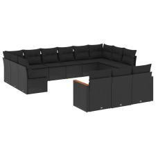vidaXL 13 részes fekete polyrattan kerti ülőgarnitúra párnákkal (3226454) kerti bútor
