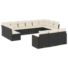 vidaXL 13 részes fekete polyrattan kerti ülőgarnitúra párnákkal (3226455) kerti bútor