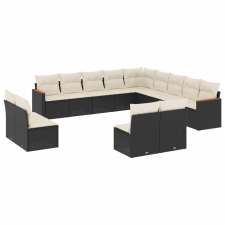 vidaXL 13 részes fekete polyrattan kerti ülőgarnitúra párnákkal (3226483) kerti bútor