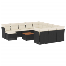 vidaXL 13 részes fekete polyrattan kerti ülőgarnitúra párnákkal (3256315) kerti bútor