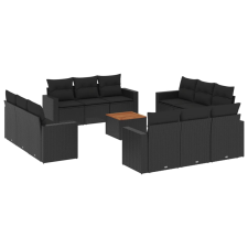 vidaXL 13 részes fekete polyrattan kerti ülőgarnitúra párnákkal (3256384) kerti bútor