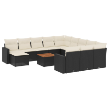 vidaXL 13 részes fekete polyrattan kerti ülőgarnitúra párnákkal (3256756) kerti bútor