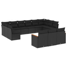 vidaXL 13 részes fekete polyrattan kerti ülőgarnitúra párnákkal (3258856) kerti bútor