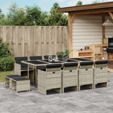 vidaXL 13 részes szürke polyrattan kerti étkezőgarnitúra párnákkal kerti bútor