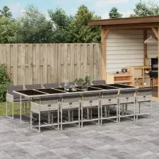 vidaXL 13 részes szürke polyrattan kerti étkezőgarnitúra párnákkal kerti bútor