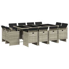 vidaXL 13 részes szürke polyrattan kerti étkezőgarnitúra párnákkal (3210683) kerti bútor
