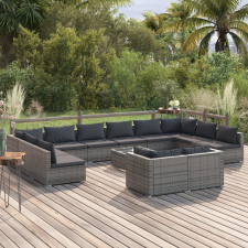vidaXL 13 részes szürke polyrattan kerti ülőgarnitúra párnákkal kerti bútor