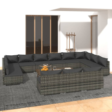 vidaXL 13 részes szürke polyrattan kerti ülőgarnitúra párnákkal kerti bútor