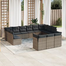 vidaXL 13 részes szürke polyrattan kerti ülőgarnitúra párnákkal kerti bútor