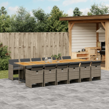 vidaXL 13 részes szürke polyrattan kerti ülőgarnitúra párnákkal kerti bútor